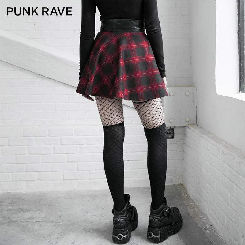 Women's Grunge Contrast Color Plaid A-line Skirts