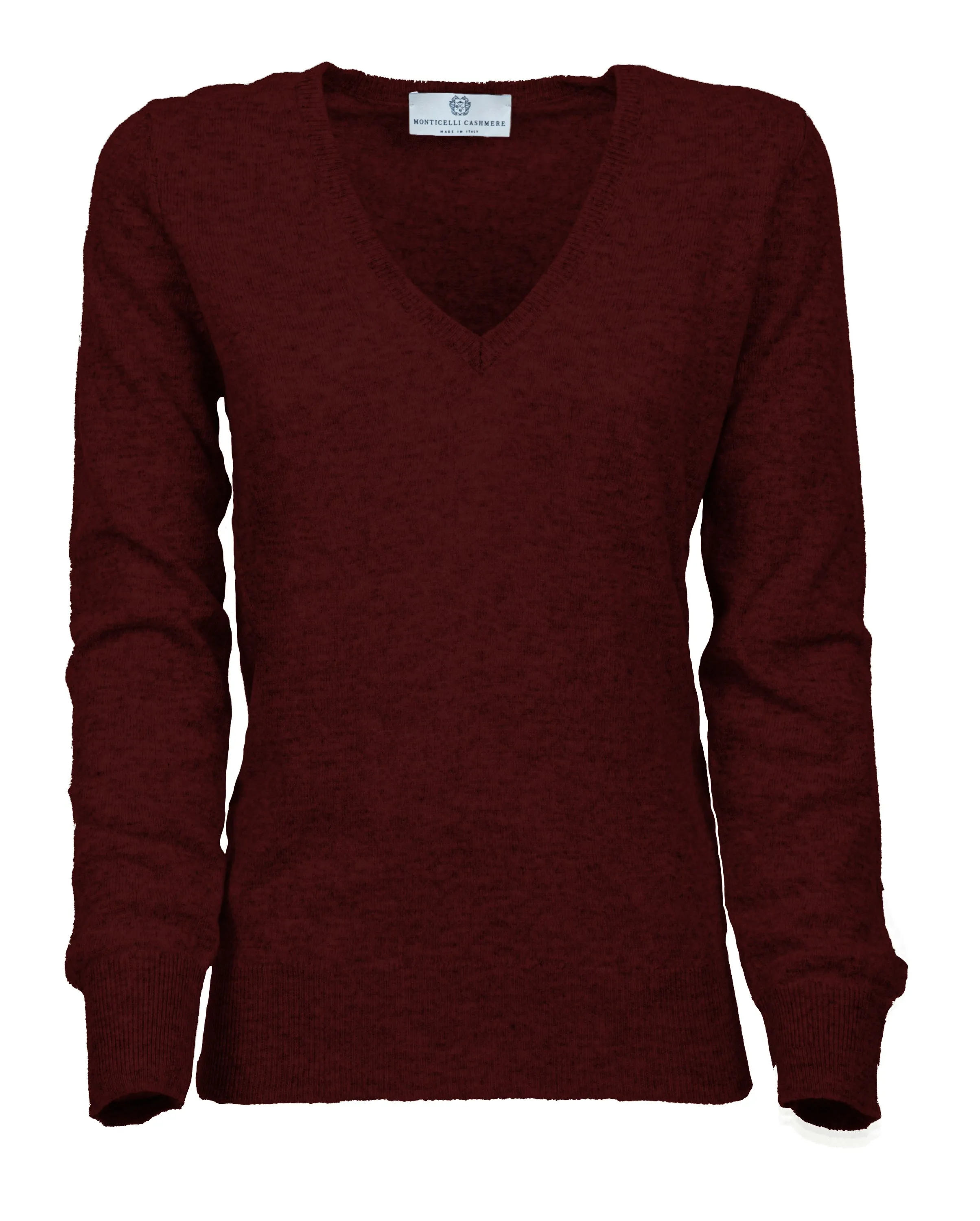 Women's Pure Cashmere V-Neck Sweater Bordeaux