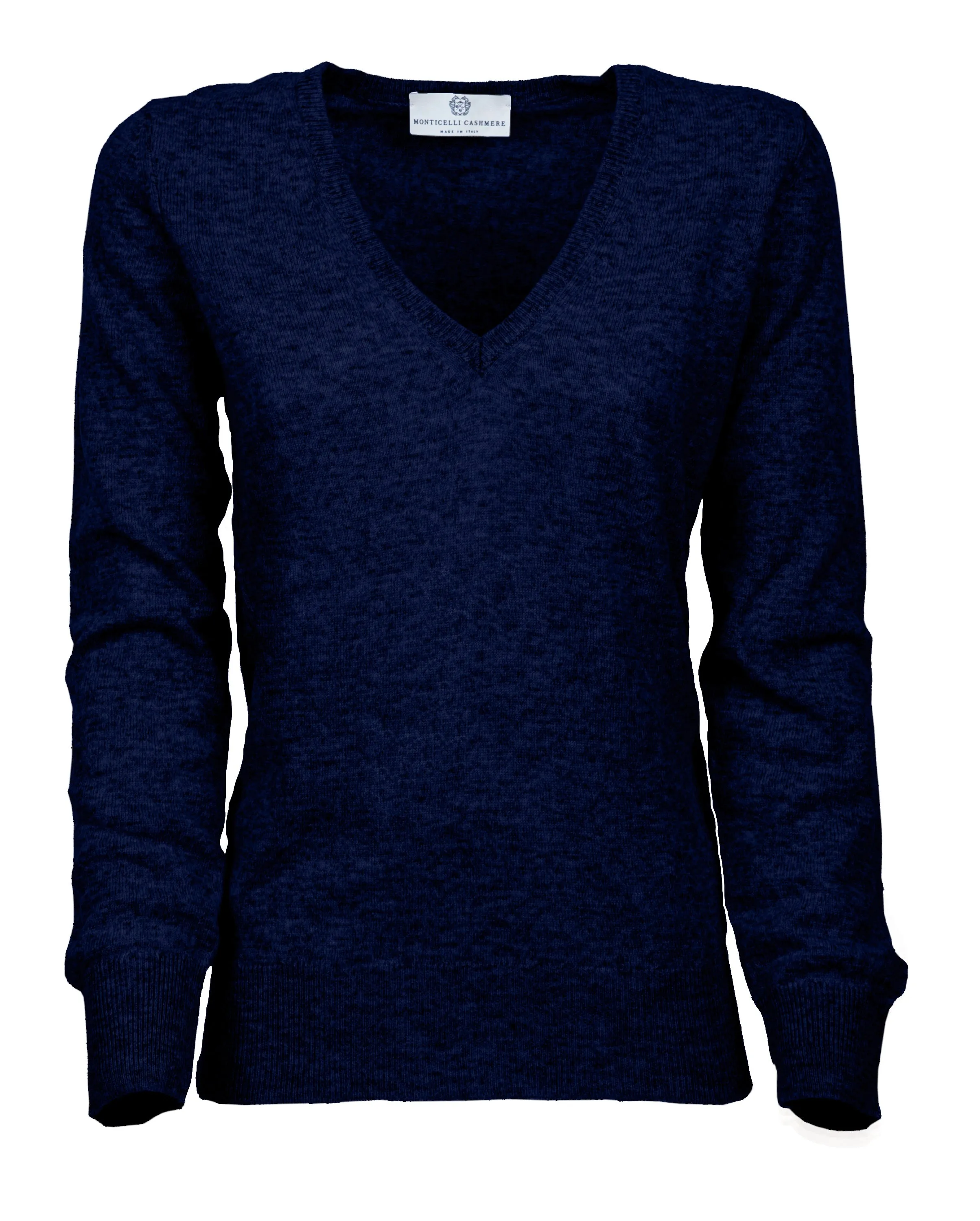 Women's Pure Cashmere V-Neck Sweater Melange Blue