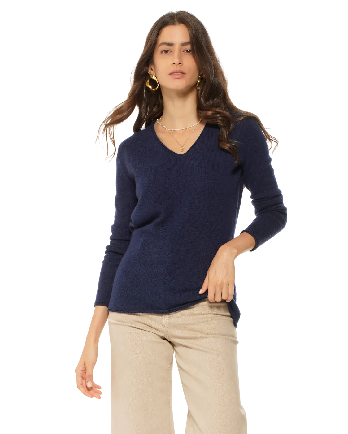 Women's Ultra-Light Cashmere V-Neck Sweater Blue