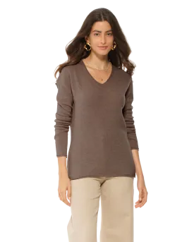 Women's Ultra-Light Cashmere V-Neck Sweater Brown